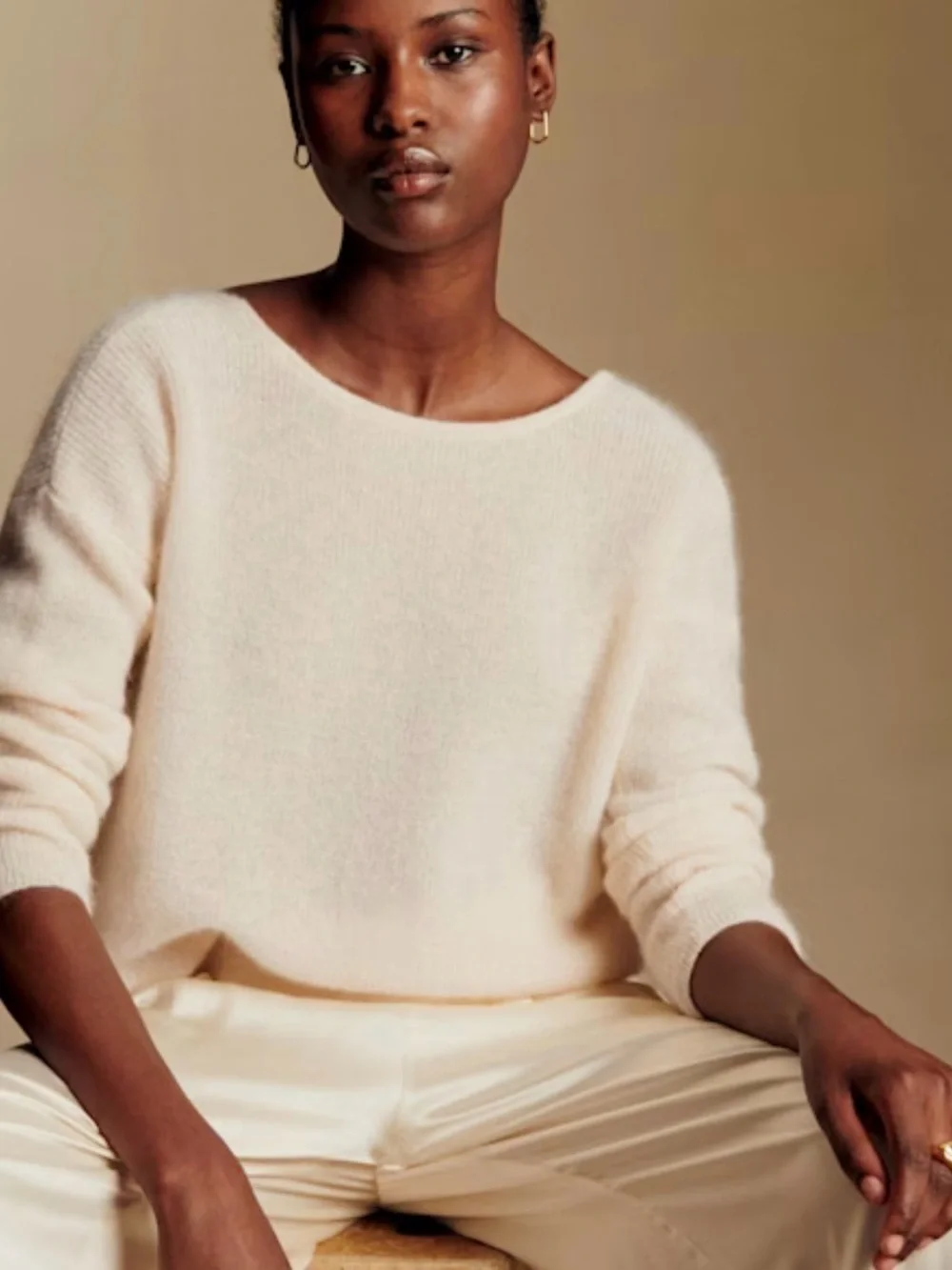SEZANE Barry Ivory Ecru Mohair Alpaca Blend Cardigan Sweater V Neck Size XS - Picture 4 of 13